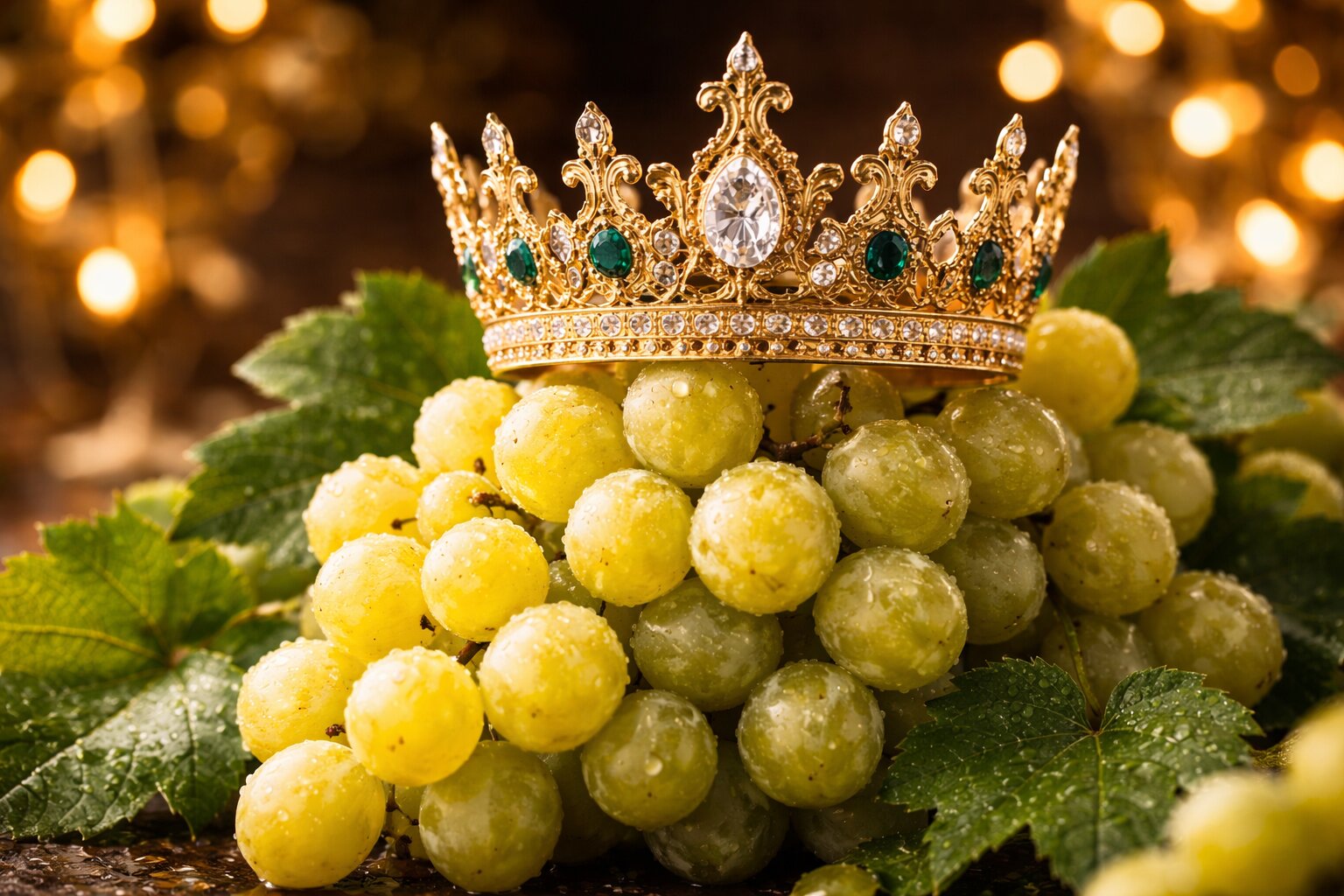 Zlatá korunka na hroznech